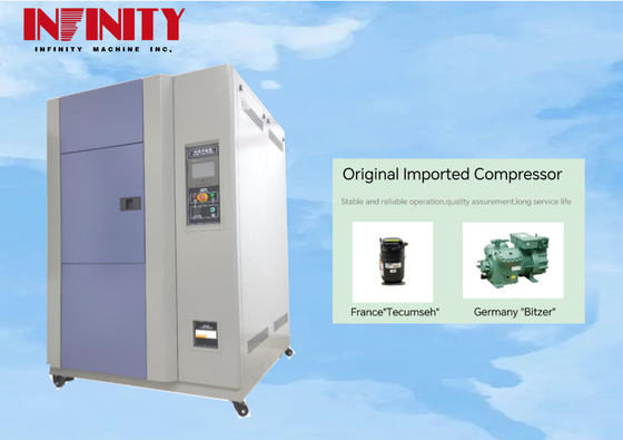 Variações de temperatura Câmara de ensaio de impacto a quente e a frio com compressor Bitzer semi-compacto