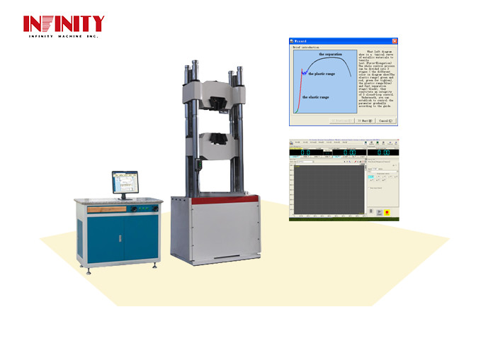 Espaço de tração máximo 1000 mm Máquina de ensaio universal hidráulica para espessura de fixação de amostras planas 0-60 mm